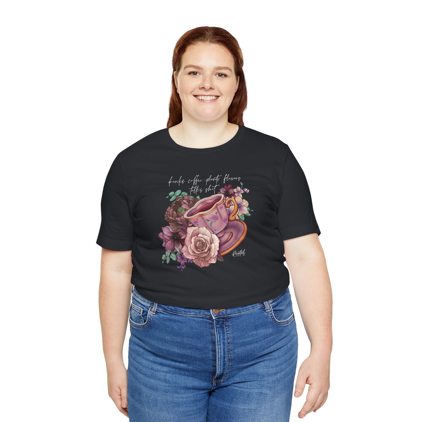 Sweary Coffee Cup Tee, Vintage Florals