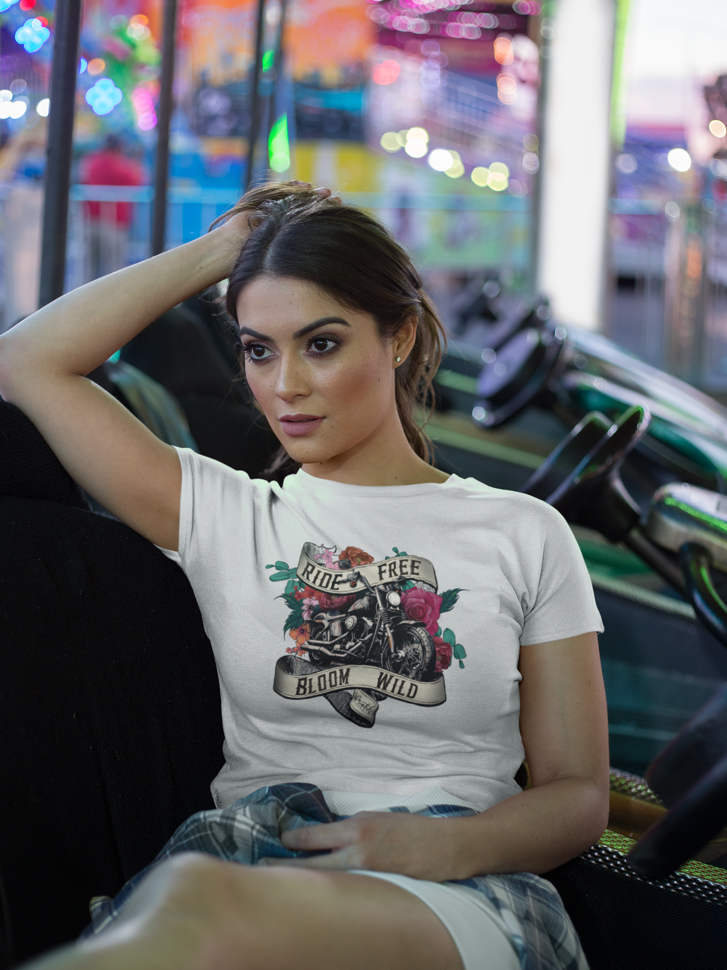 Motorcycle Floral Tee, Ride Free, Bloom Wild