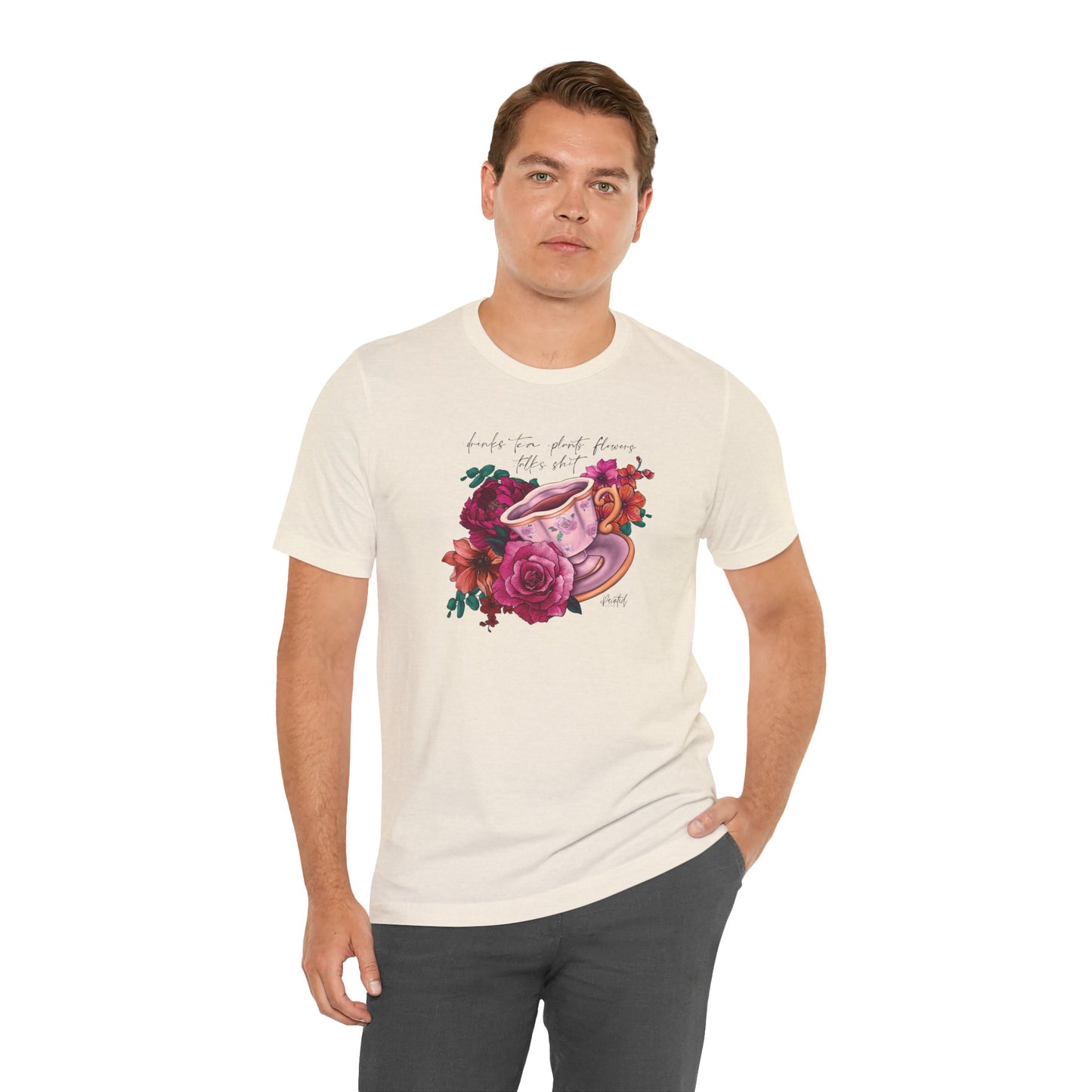 Sweary Tea Cup Tee, Bright Pink