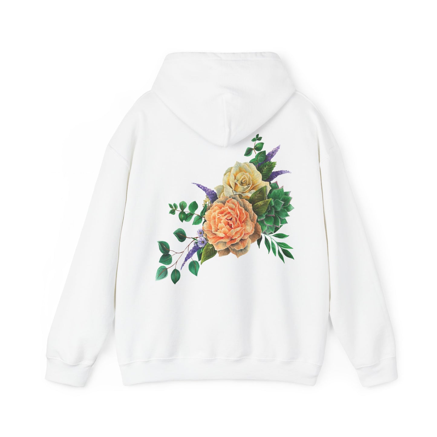 Peach Flowers Bouquet Back Unisex Hoodie