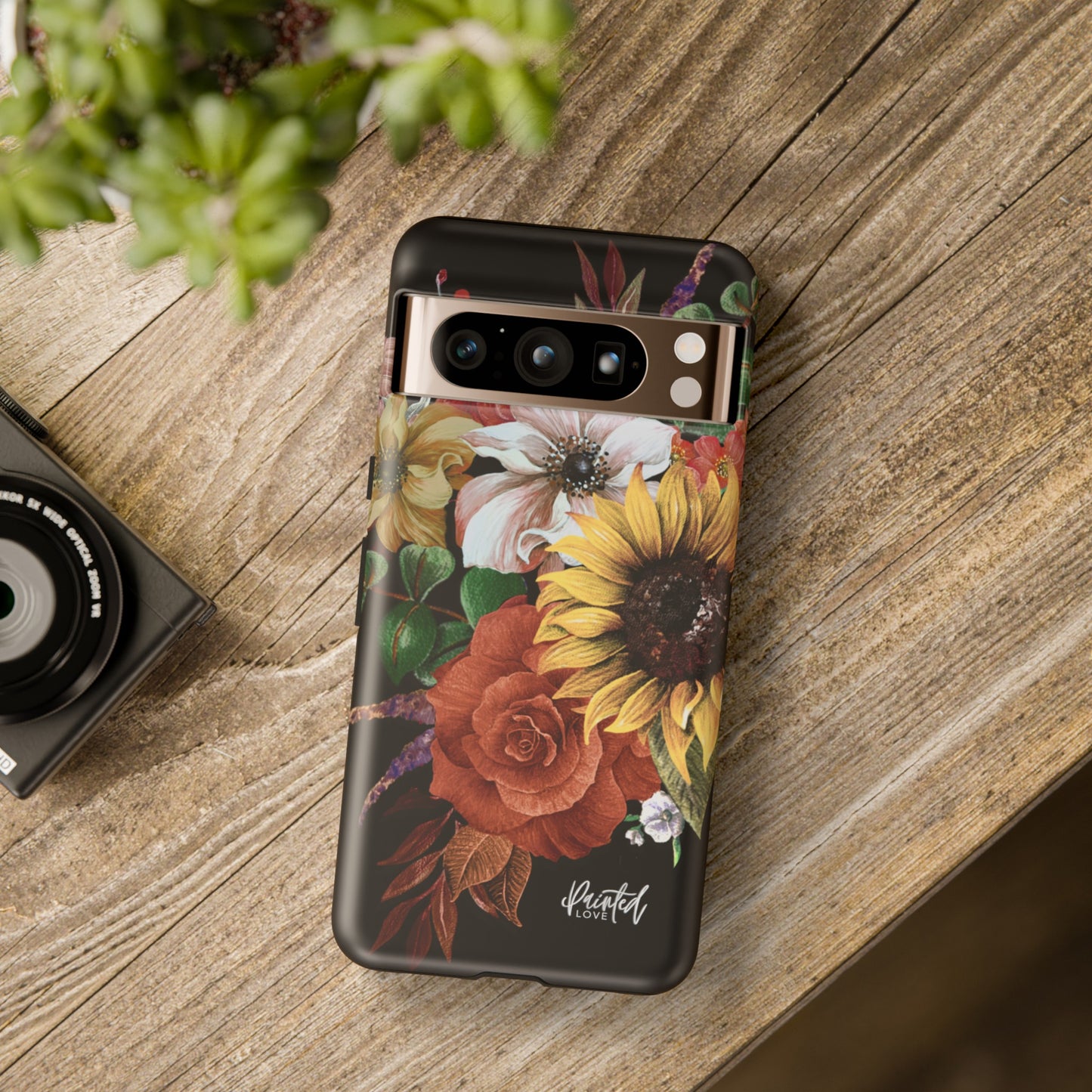 Painted Love Customs Floral Phone Case, Black