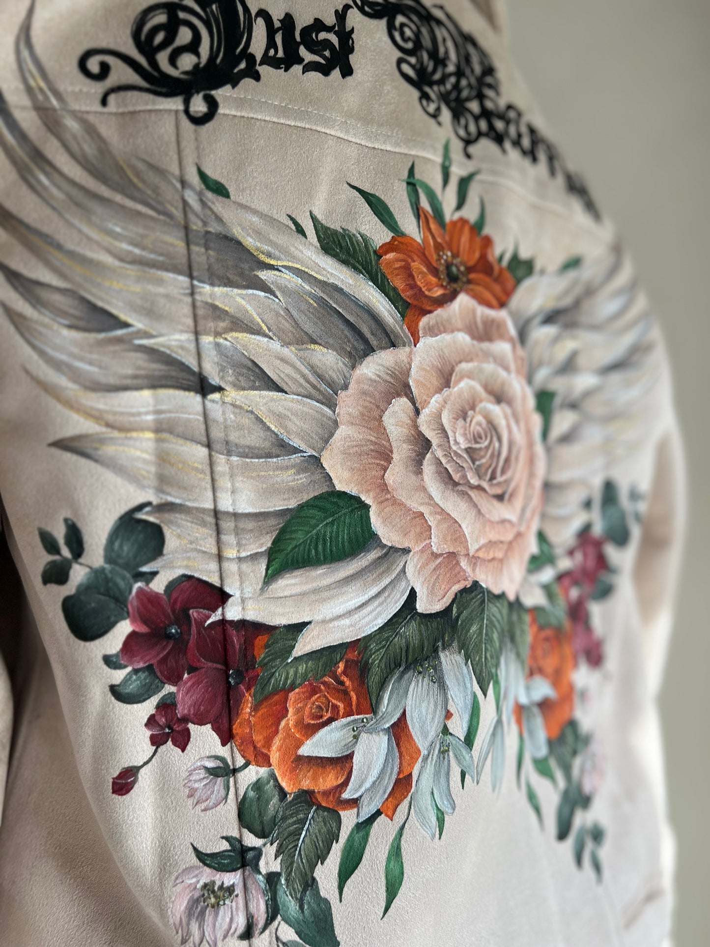 Hand Painted Bridal Leather Jacket