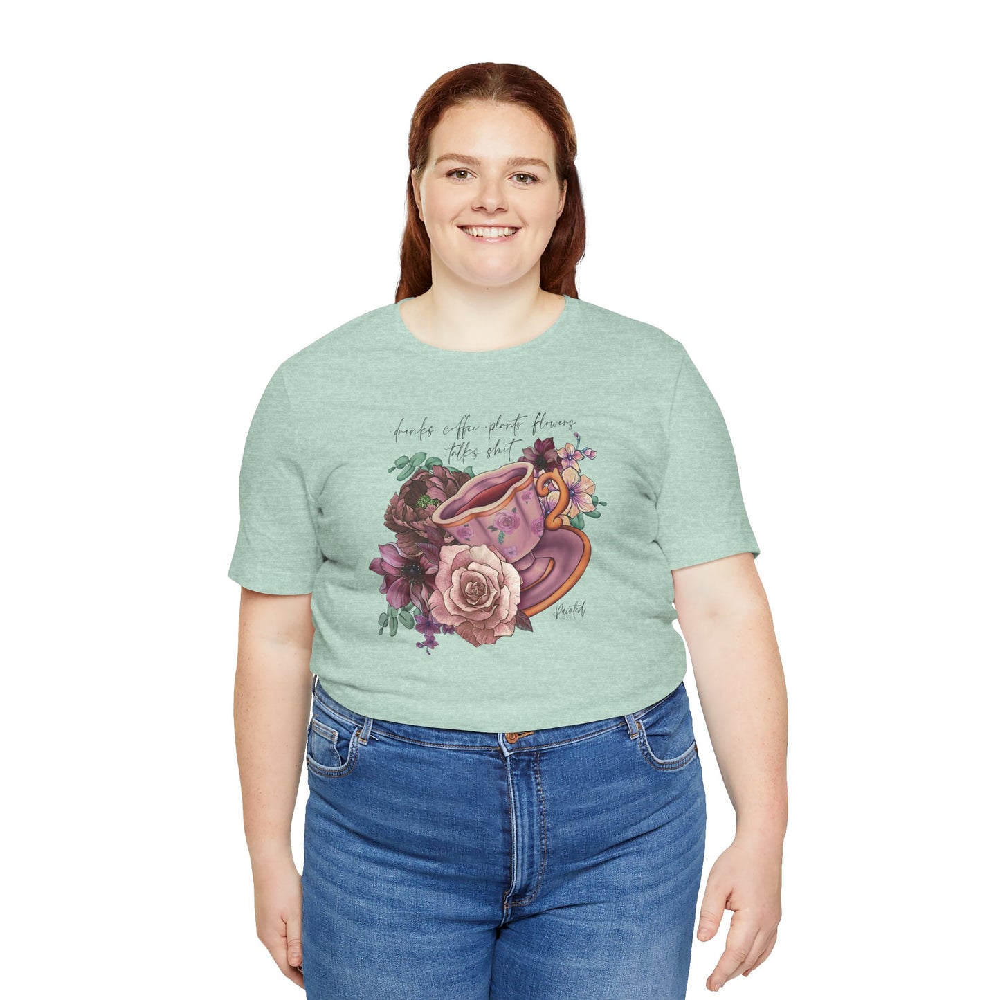 Sweary Coffee Cup Tee, Vintage Florals