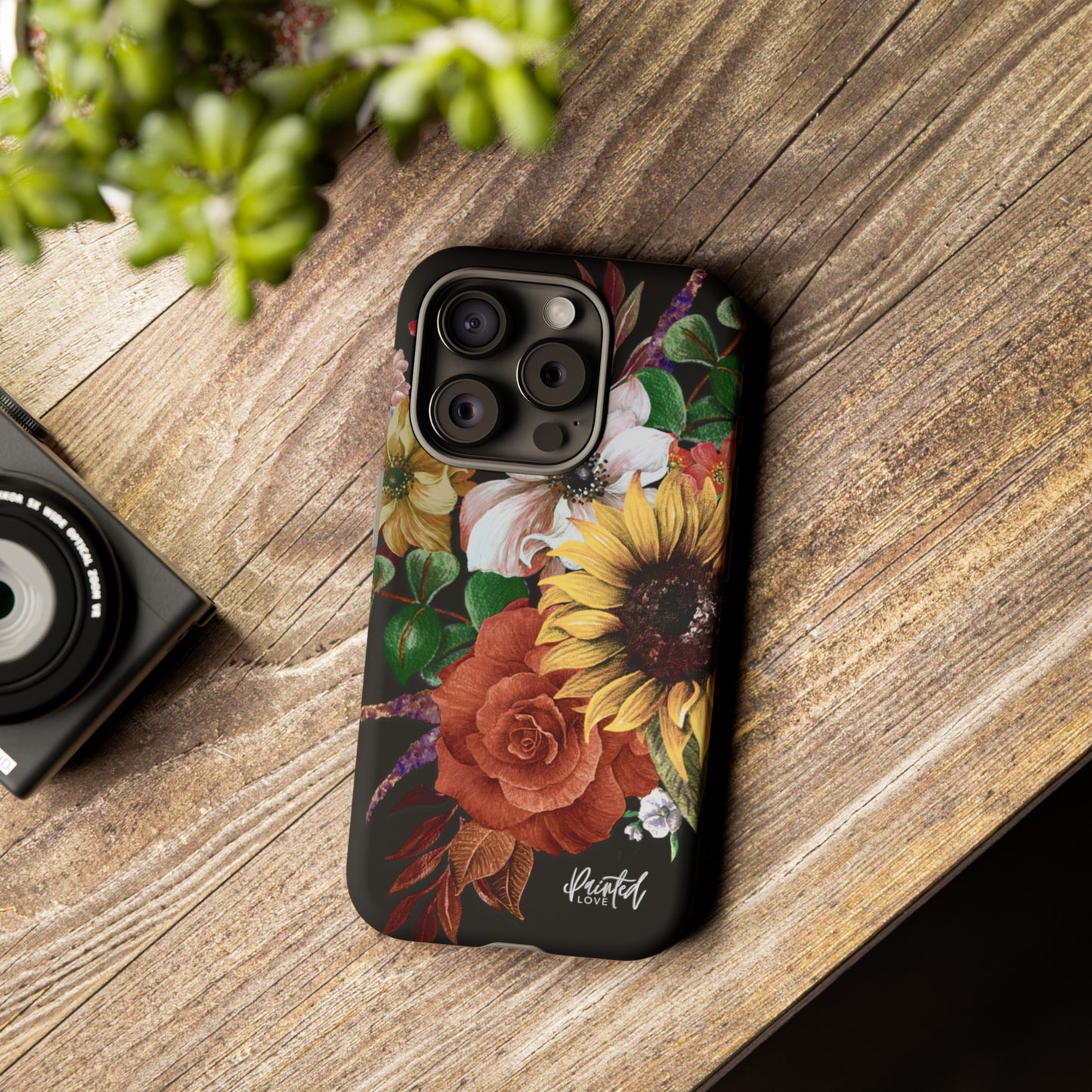 Painted Love Customs Floral Phone Case, Black