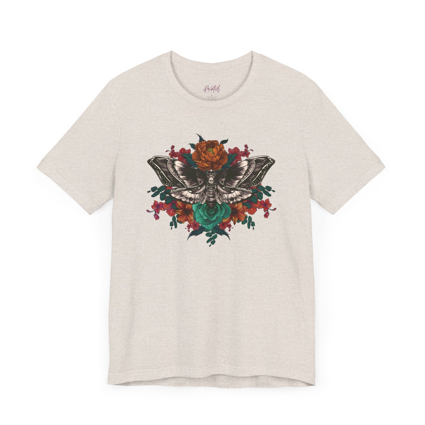 Tattoo Style Deaths Head Moth Floral Tshirt