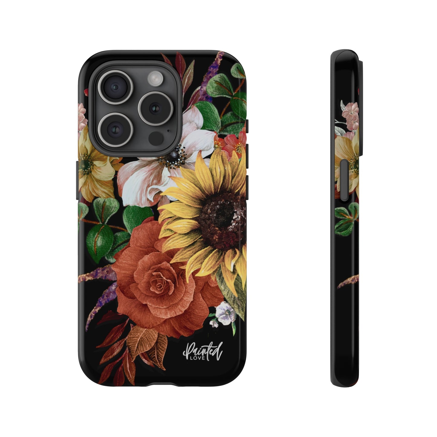 Painted Love Customs Floral Phone Case, Black