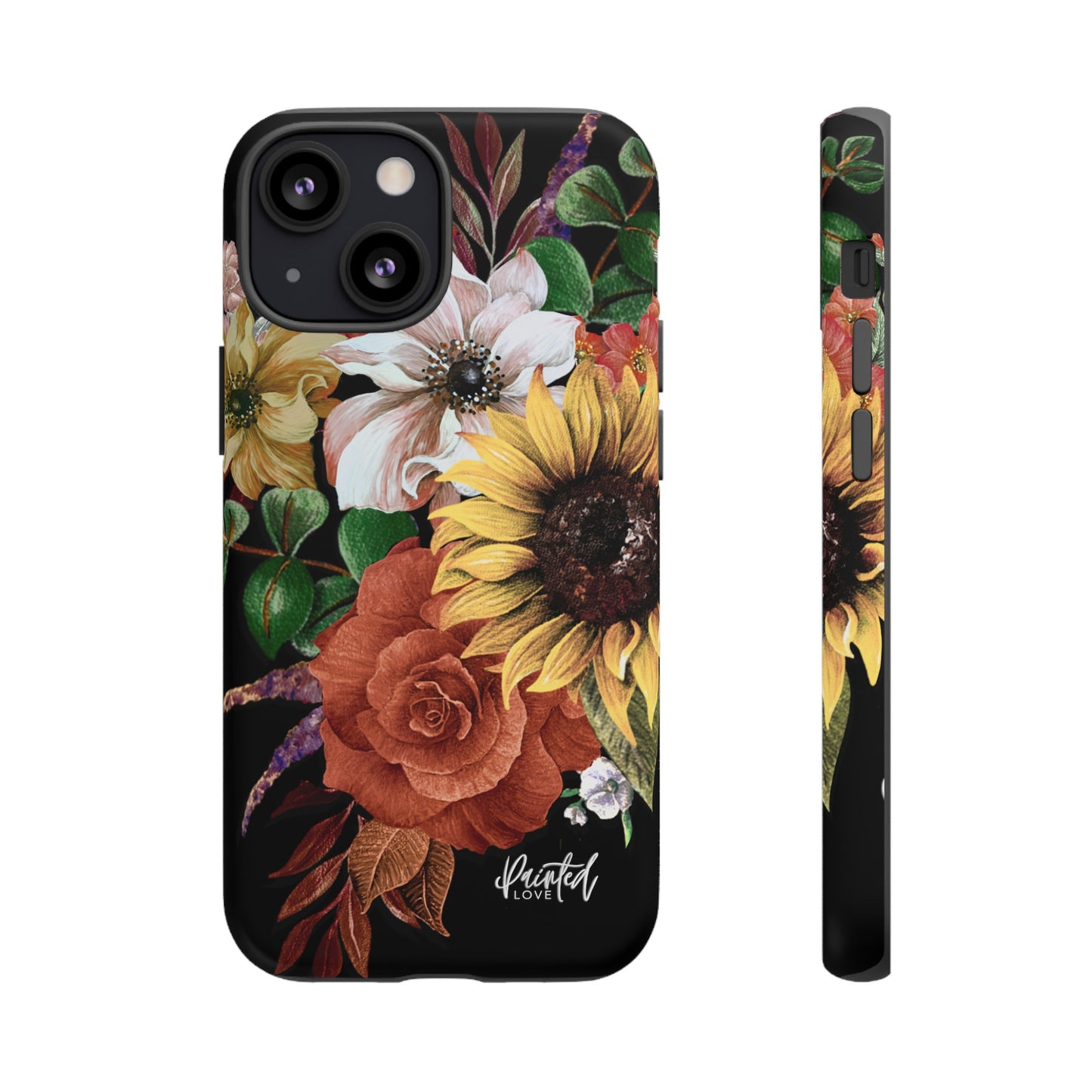 Painted Love Customs Floral Phone Case, Black