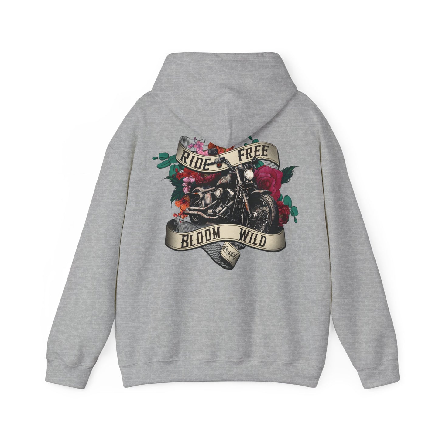 Painted Love Customs Hoodie, Motorcycle, Scroll and Tattoo Style Flowers