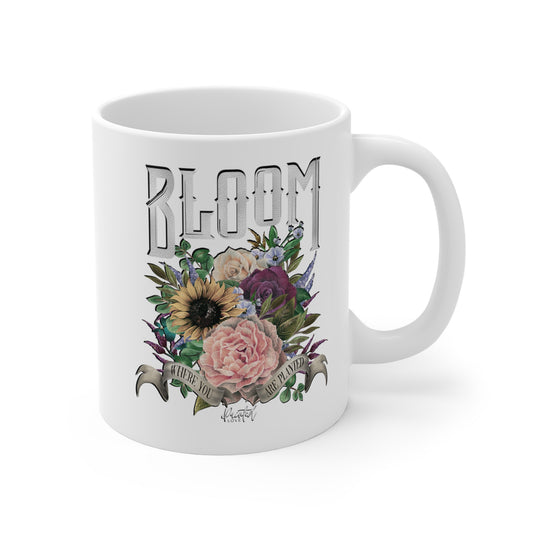 “Bloom Where You Are Planted” White Mug