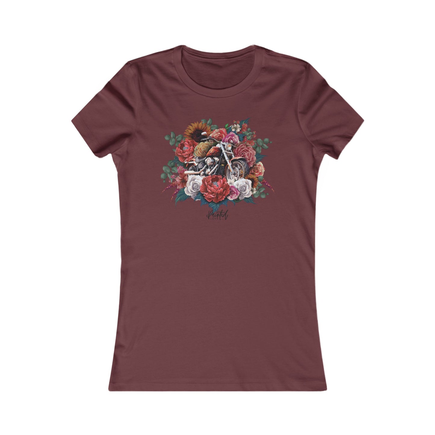 Motorcycle and flowers Women's Fitted Tee, Summer Flowers