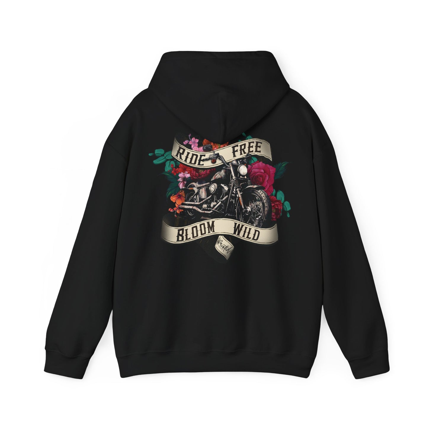 Painted Love Customs Hoodie, Motorcycle, Scroll and Tattoo Style Flowers