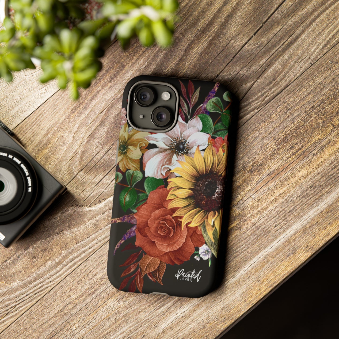 Painted Love Customs Floral Phone Case, Black