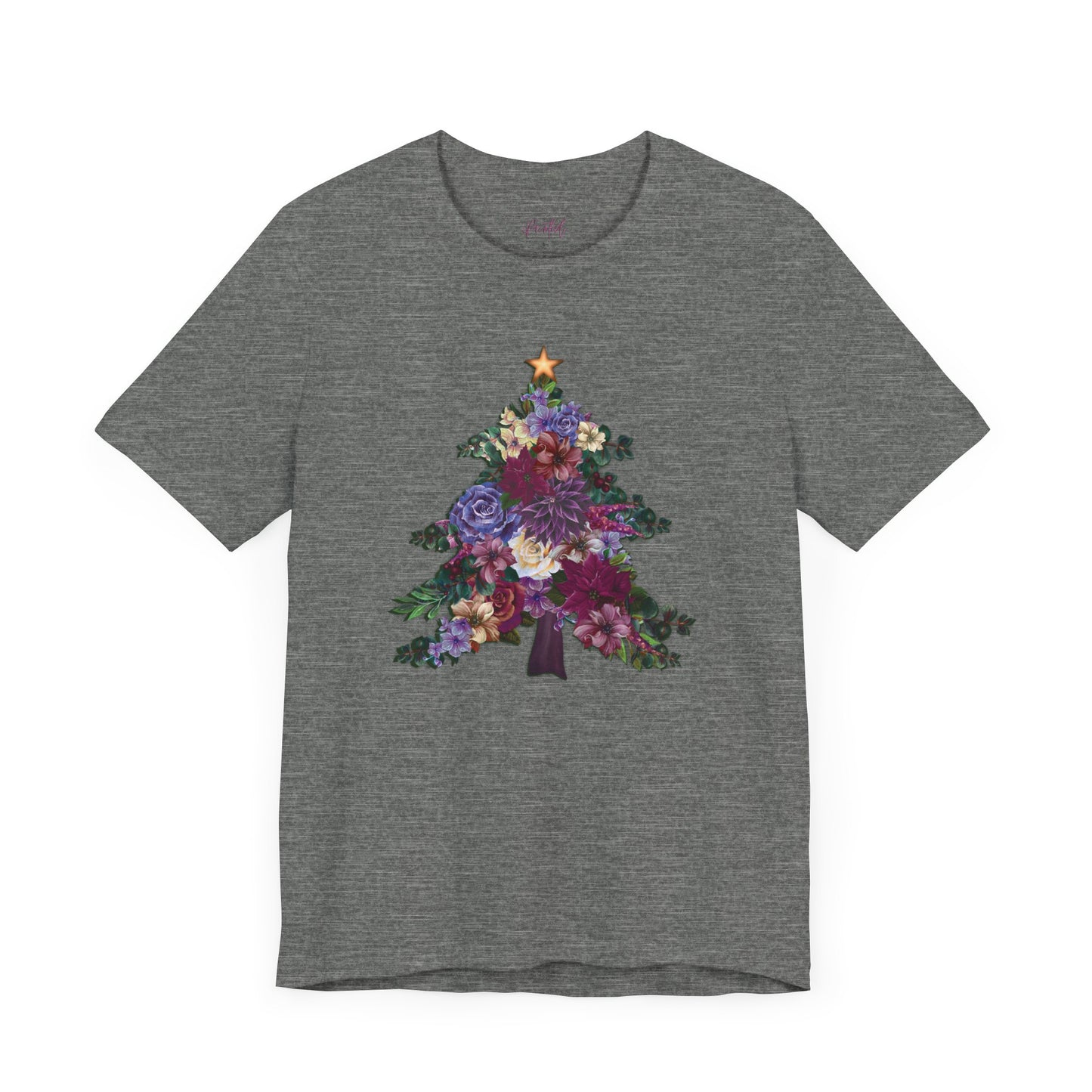 Christmas T-Shirt, Floral Christmas Tree