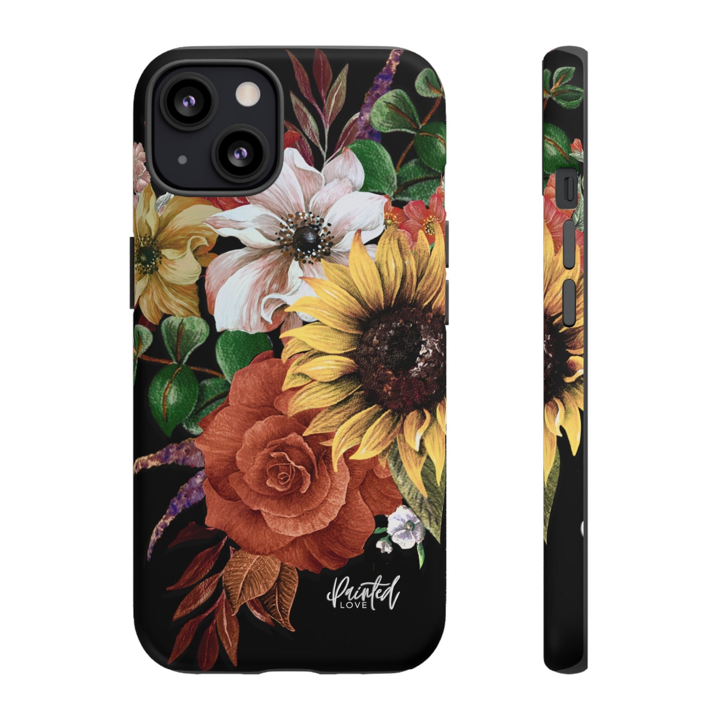 Painted Love Customs Floral Phone Case, Black