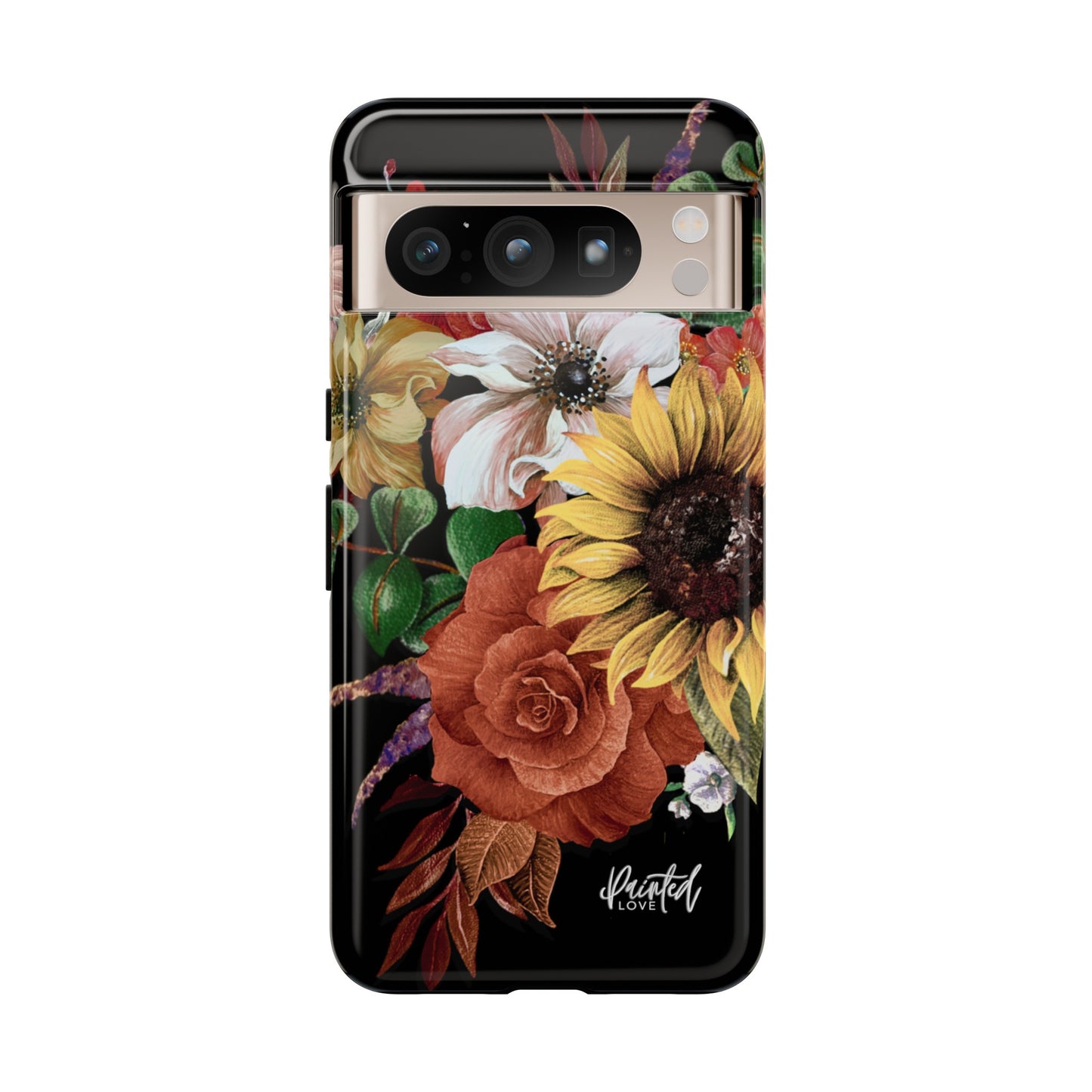 Painted Love Customs Floral Phone Case, Black