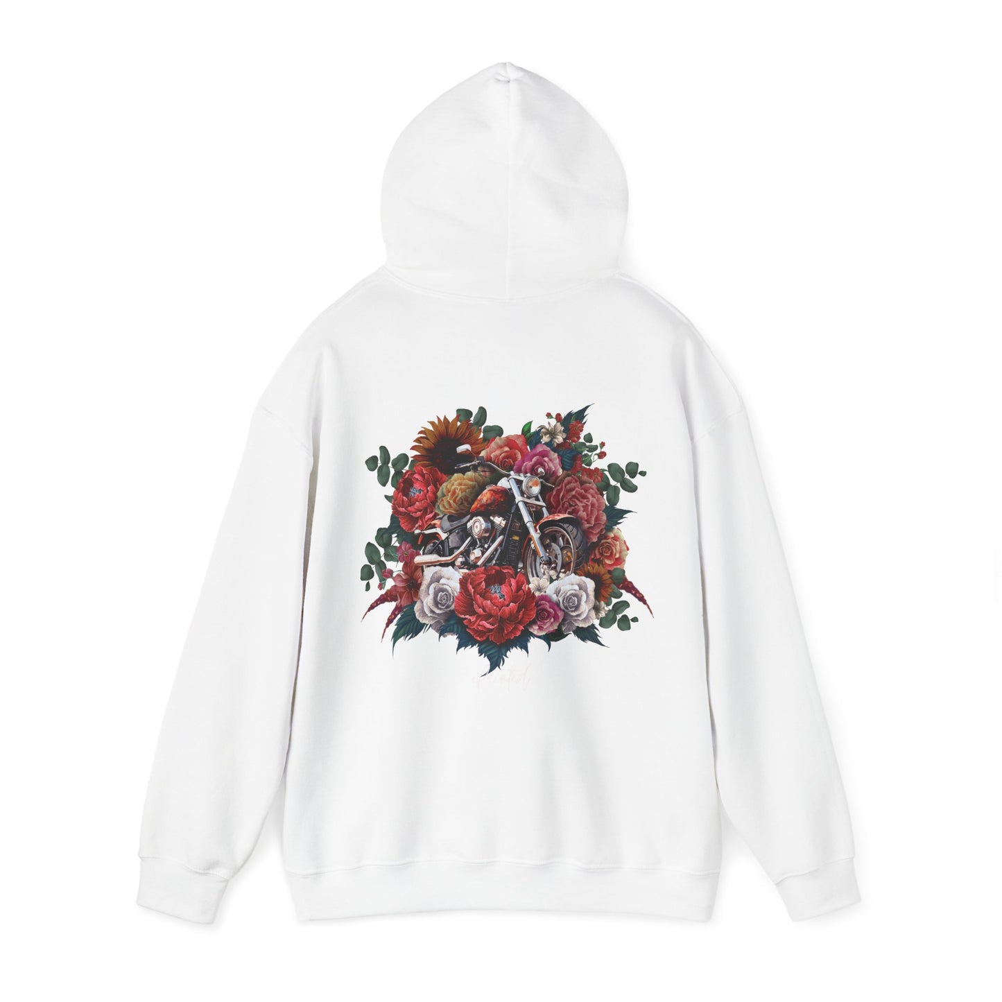 Painted Love Customs Hoodie, Motorcycle and Flowers