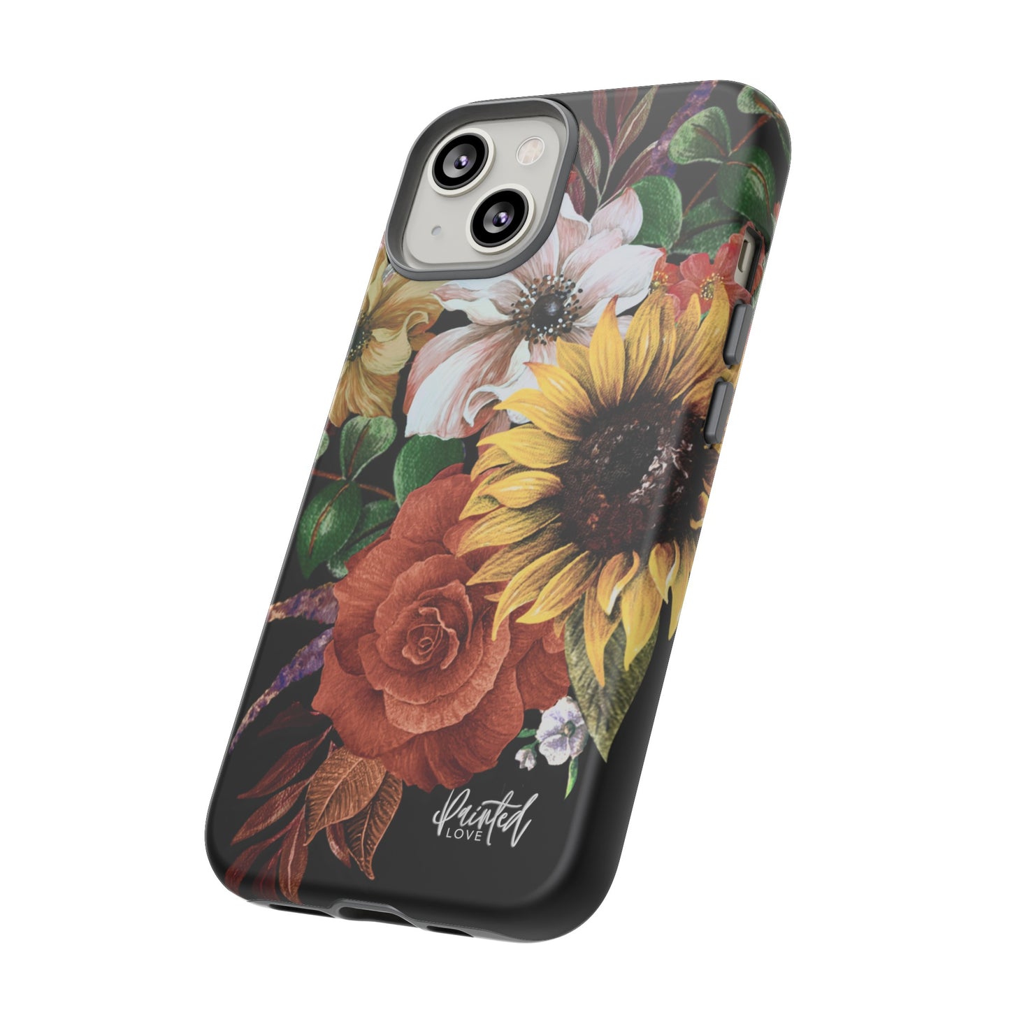 Painted Love Customs Floral Phone Case, Black