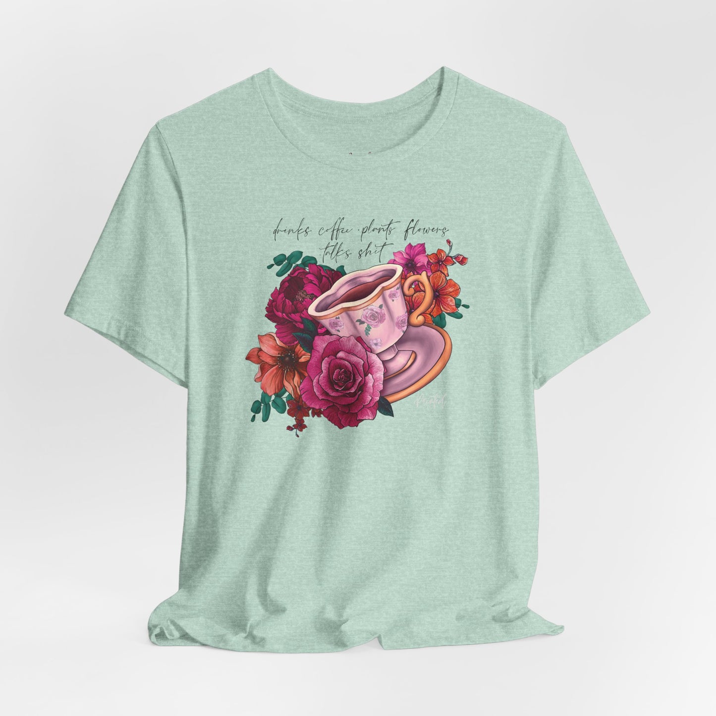 Sweary Coffee Cup Tee, Bright Pink