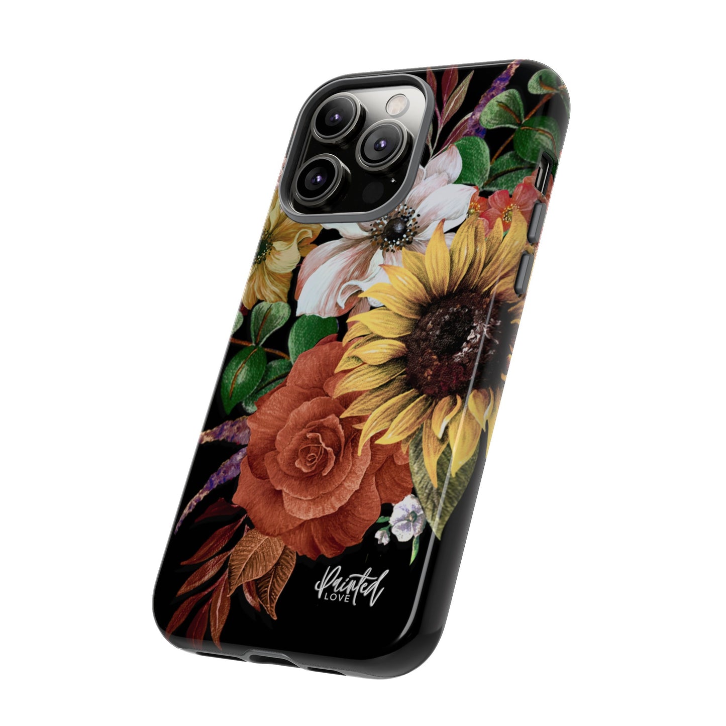 Painted Love Customs Floral Phone Case, Black