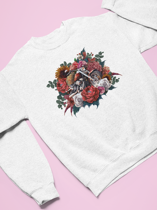 Motorcycle and Flowers Sweatshirt - Painted Love Customs