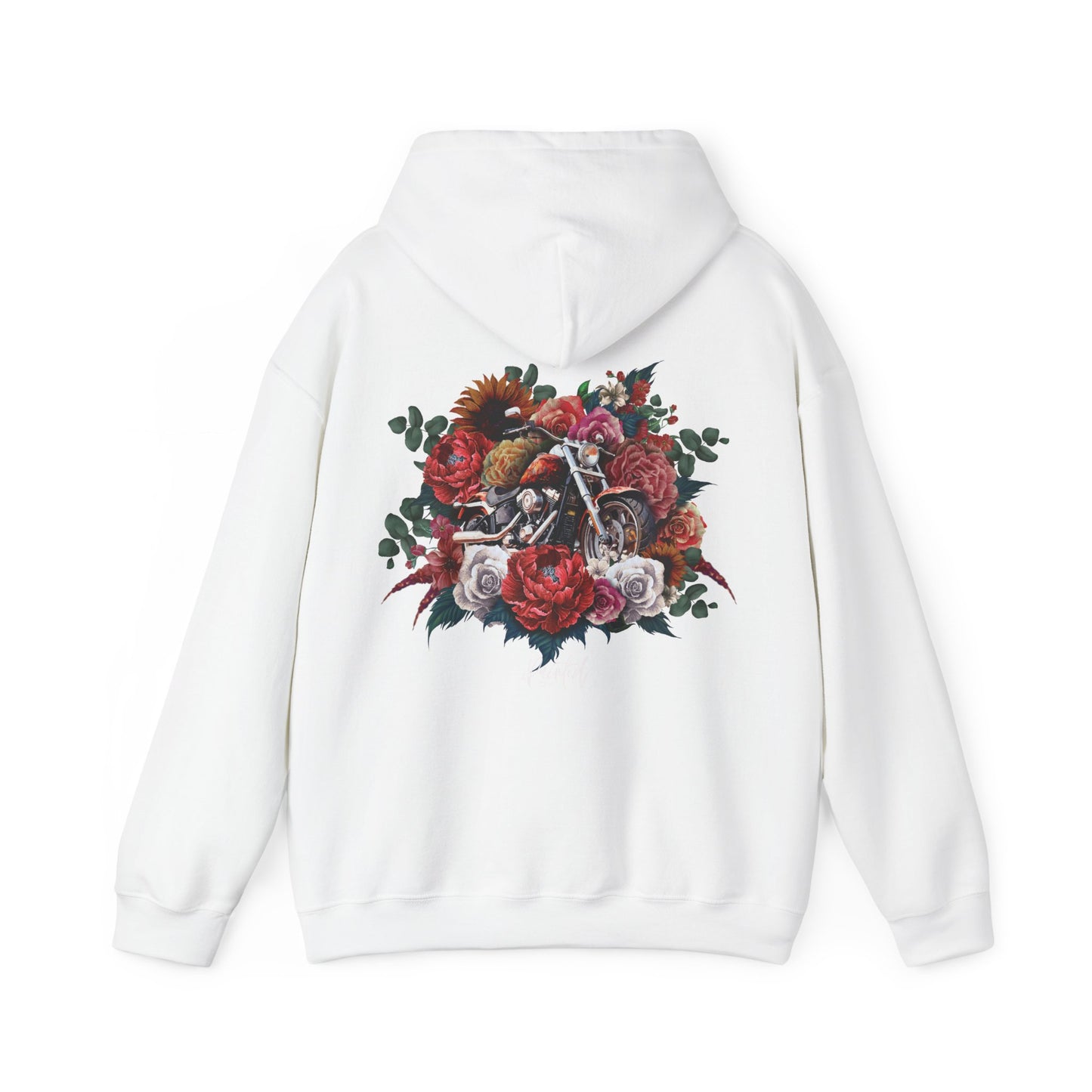 Painted Love Customs Hoodie, Motorcycle and Flowers