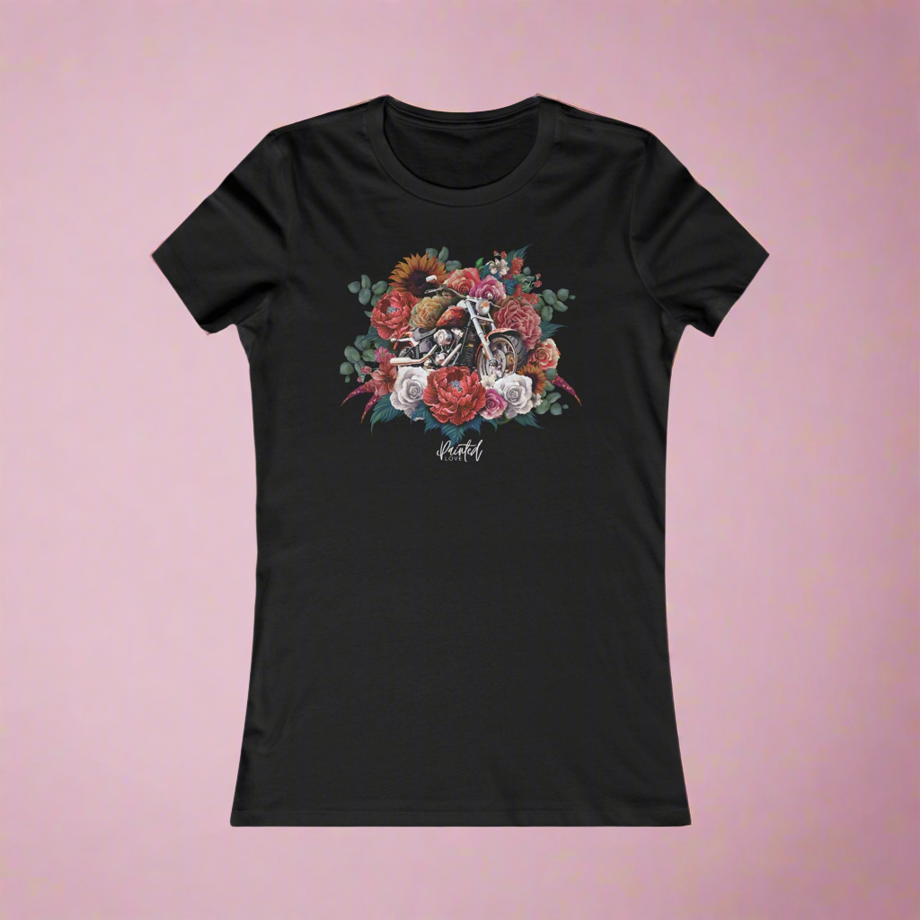 Motorcycle and flowers Women's Fitted Tee, Summer Flowers