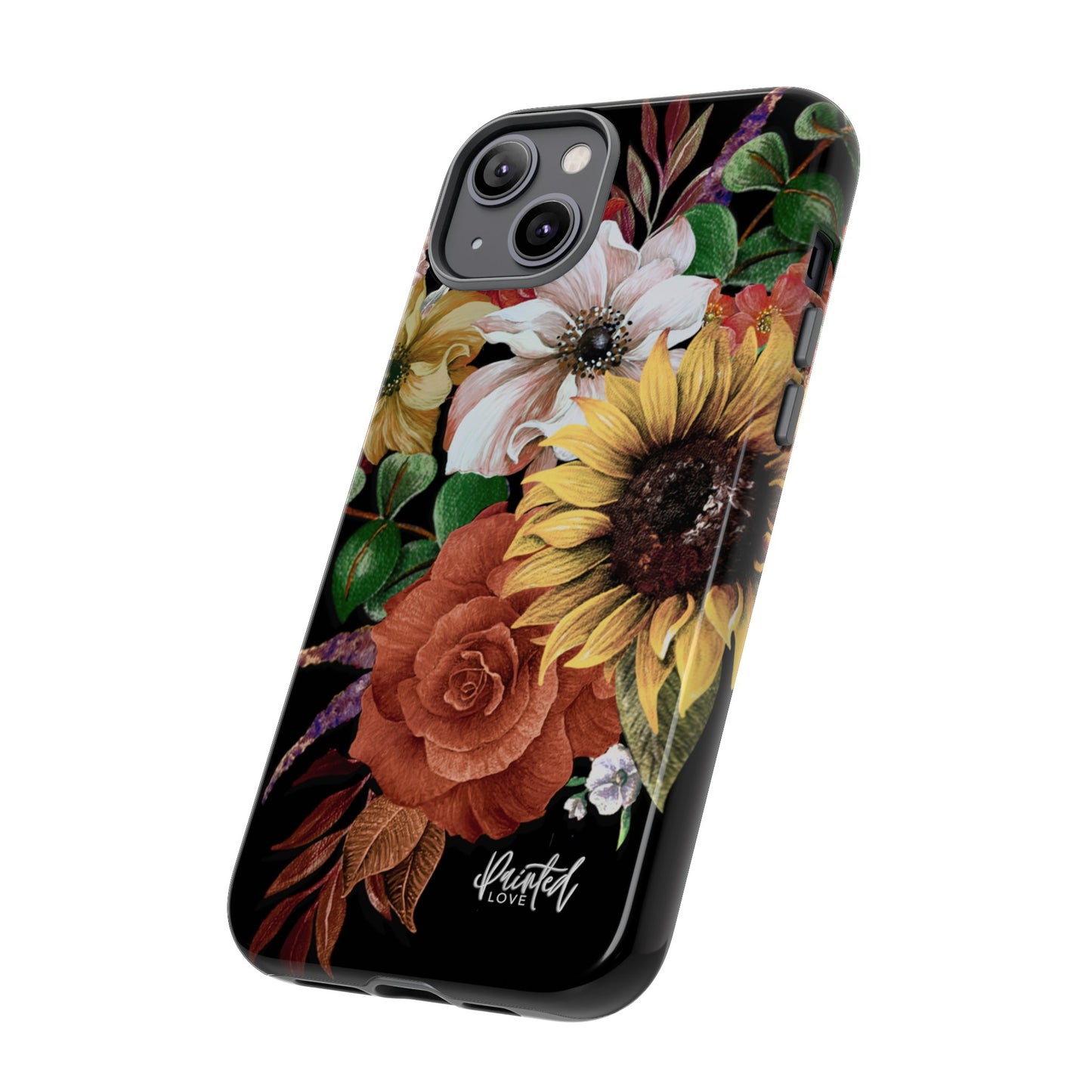 Painted Love Customs Floral Phone Case, Black