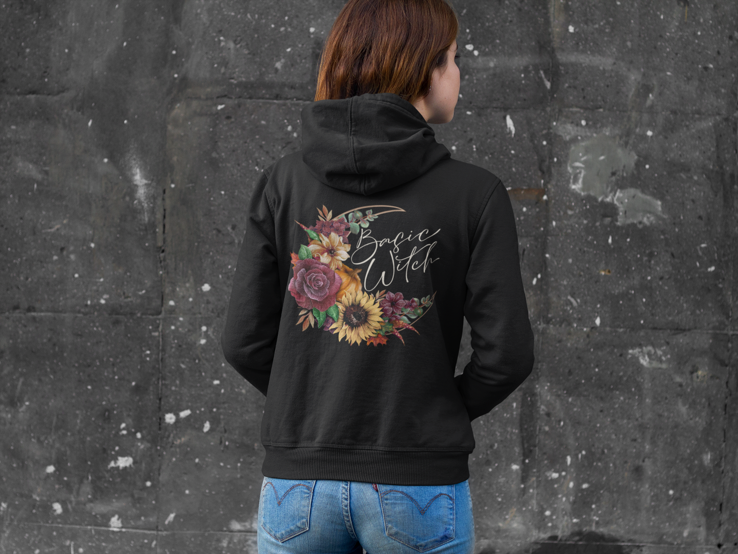 Basic Witch Halloween Floral Hoodie -Various Colours