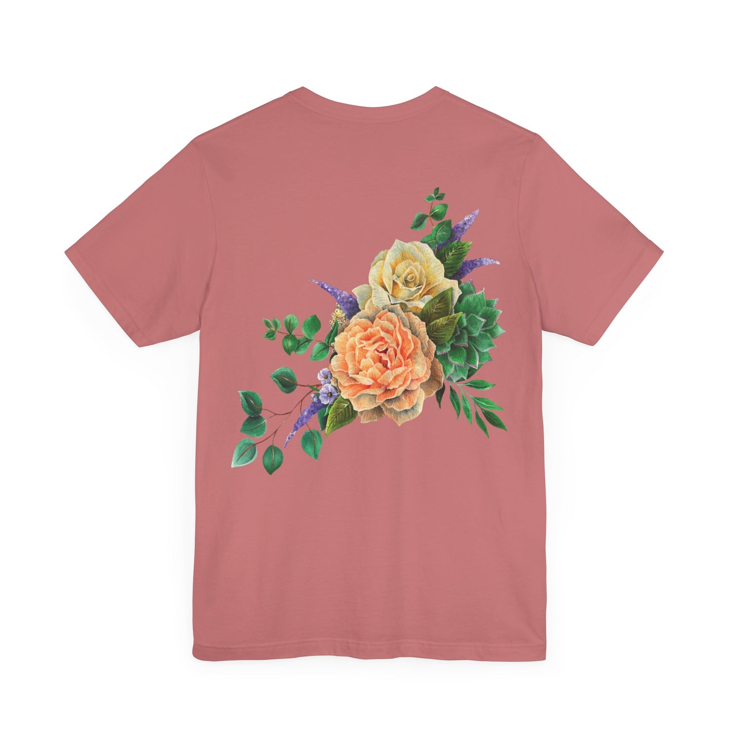 Peach Flowers Back Design Unisex Tee