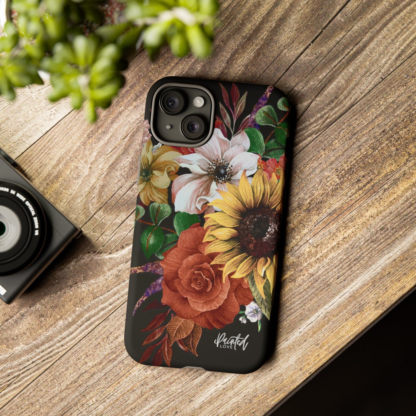 Painted Love Customs Floral Phone Case, Black