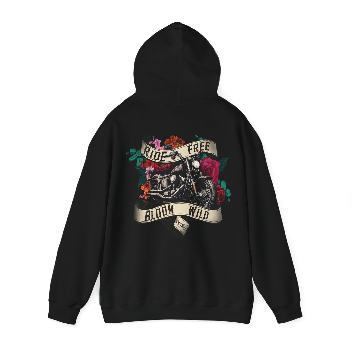 Painted Love Customs Hoodie, Motorcycle, Scroll and Tattoo Style Flowers