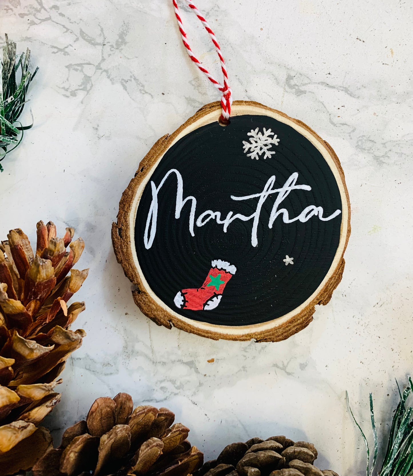 Personalised Log Slice Christmas Tree Decoration