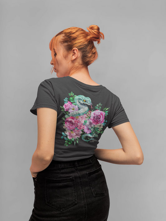 Tattoo Style Snake and Flowers Tee