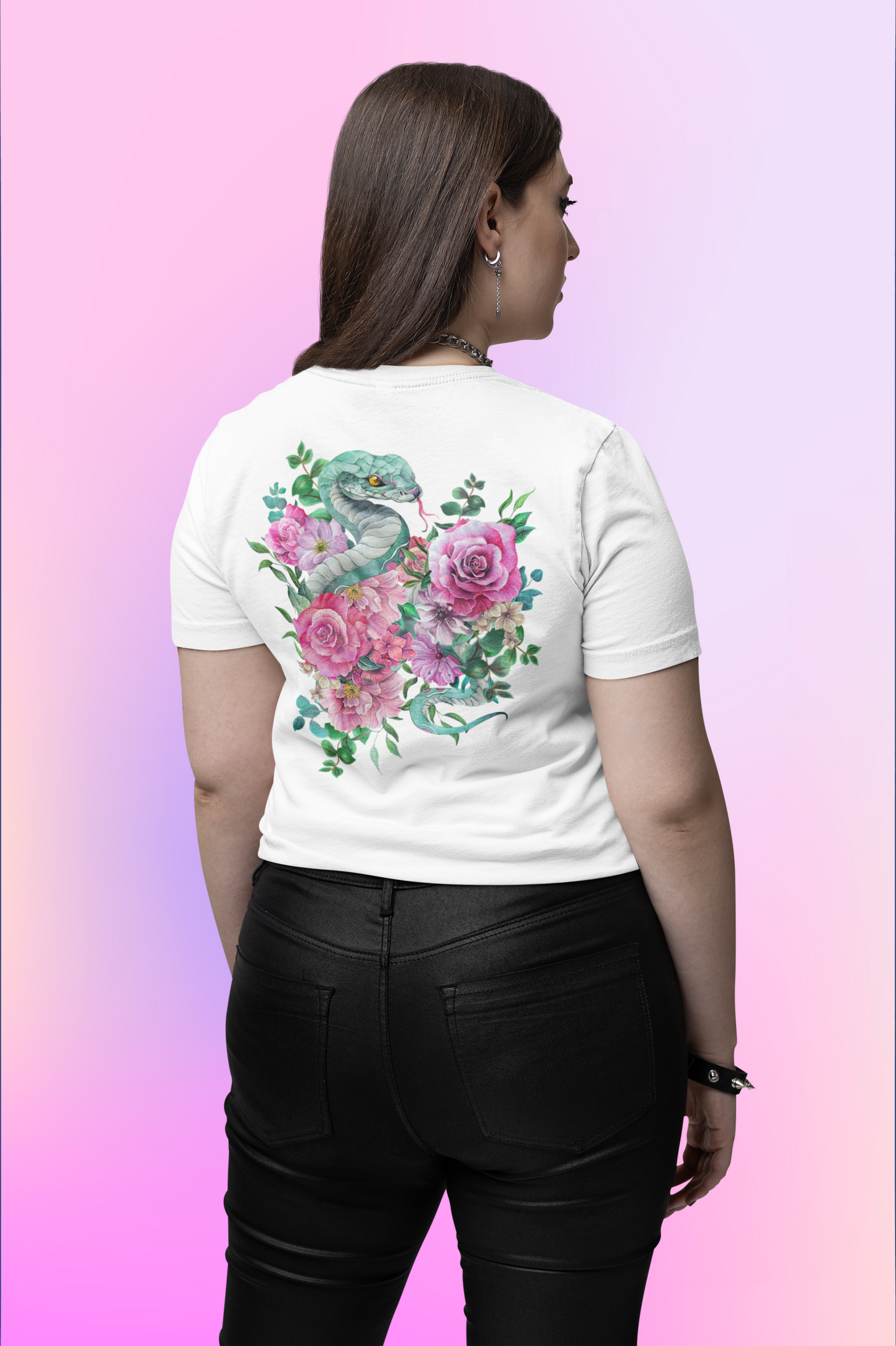 Tattoo Style Snake and Flowers Tee