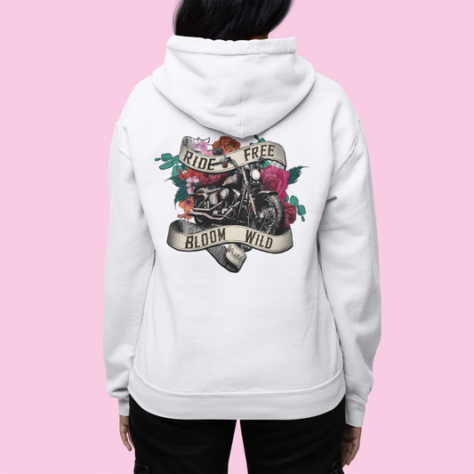 Painted Love Customs Hoodie, Motorcycle, Scroll and Tattoo Style Flowers