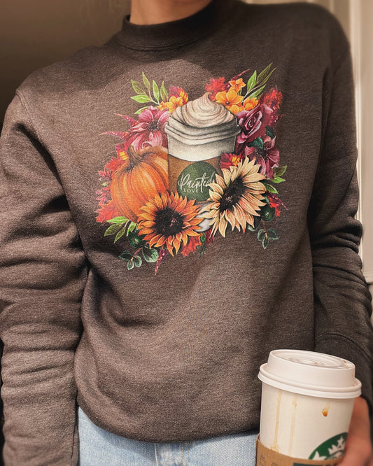 Pumpkin Spice Latte Floral Sweatshirt