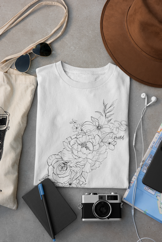 Floral Tee - Fineline Tattoo Style