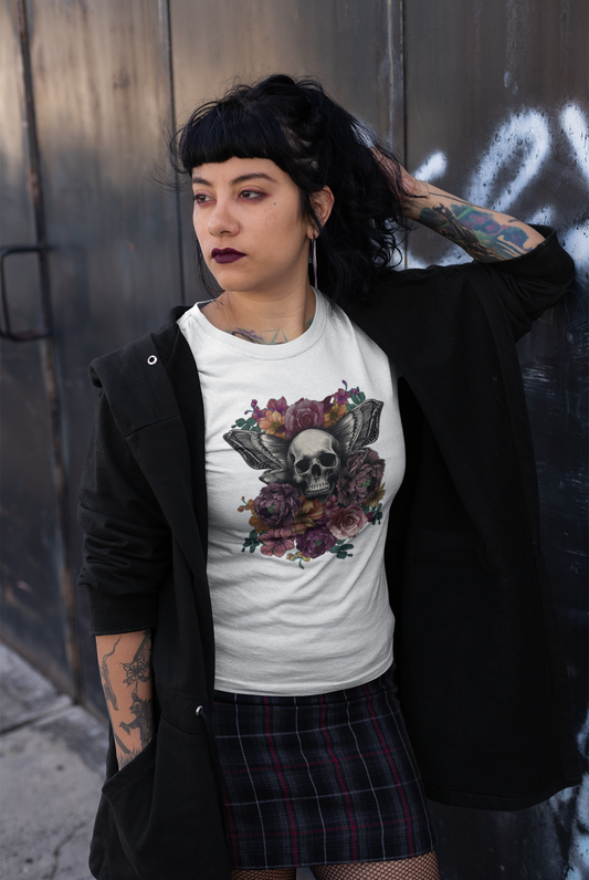 Floral Skull Tattoo Style Tee