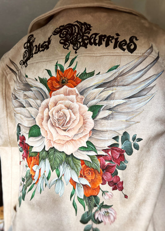 Hand Painted Bridal Leather Jacket