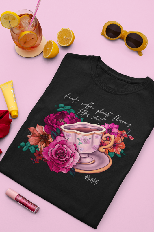 Sweary Coffee Cup Tee, Bright Pink