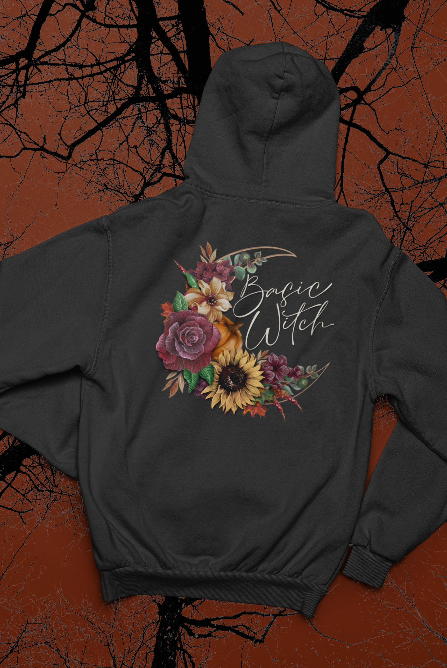 Basic Witch Halloween Floral Hoodie -Various Colours