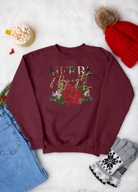 Christmas Slogan Sweatshirt, Merry & Bright