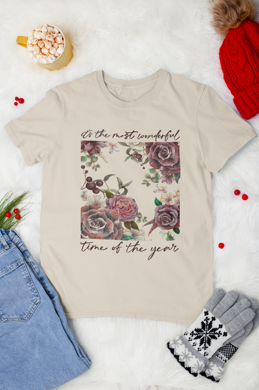 Vintage Floral Christmas T-Shirt