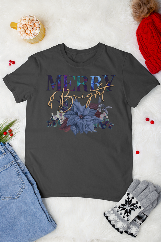 Christmas T-Shirt, “Merry and Bright”, 80’s style