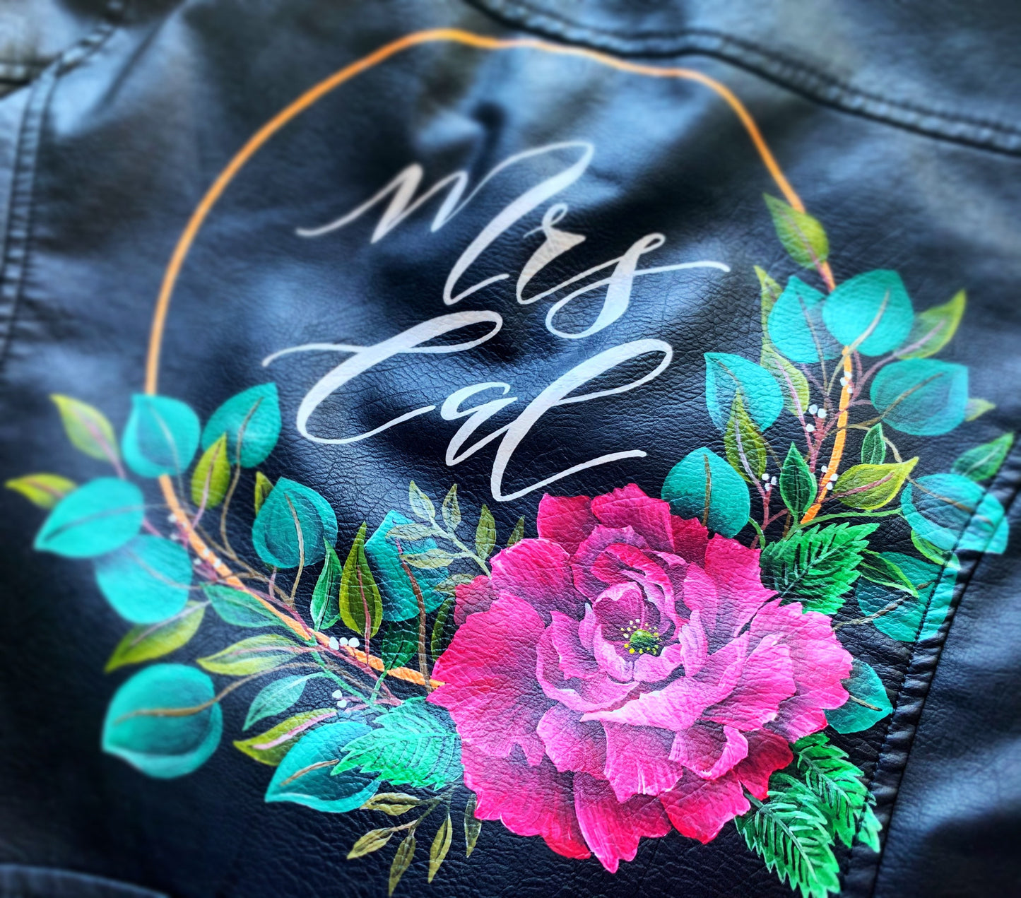 Hand Painted Leather Jacket. Personalised Leather Jacket. Painting only