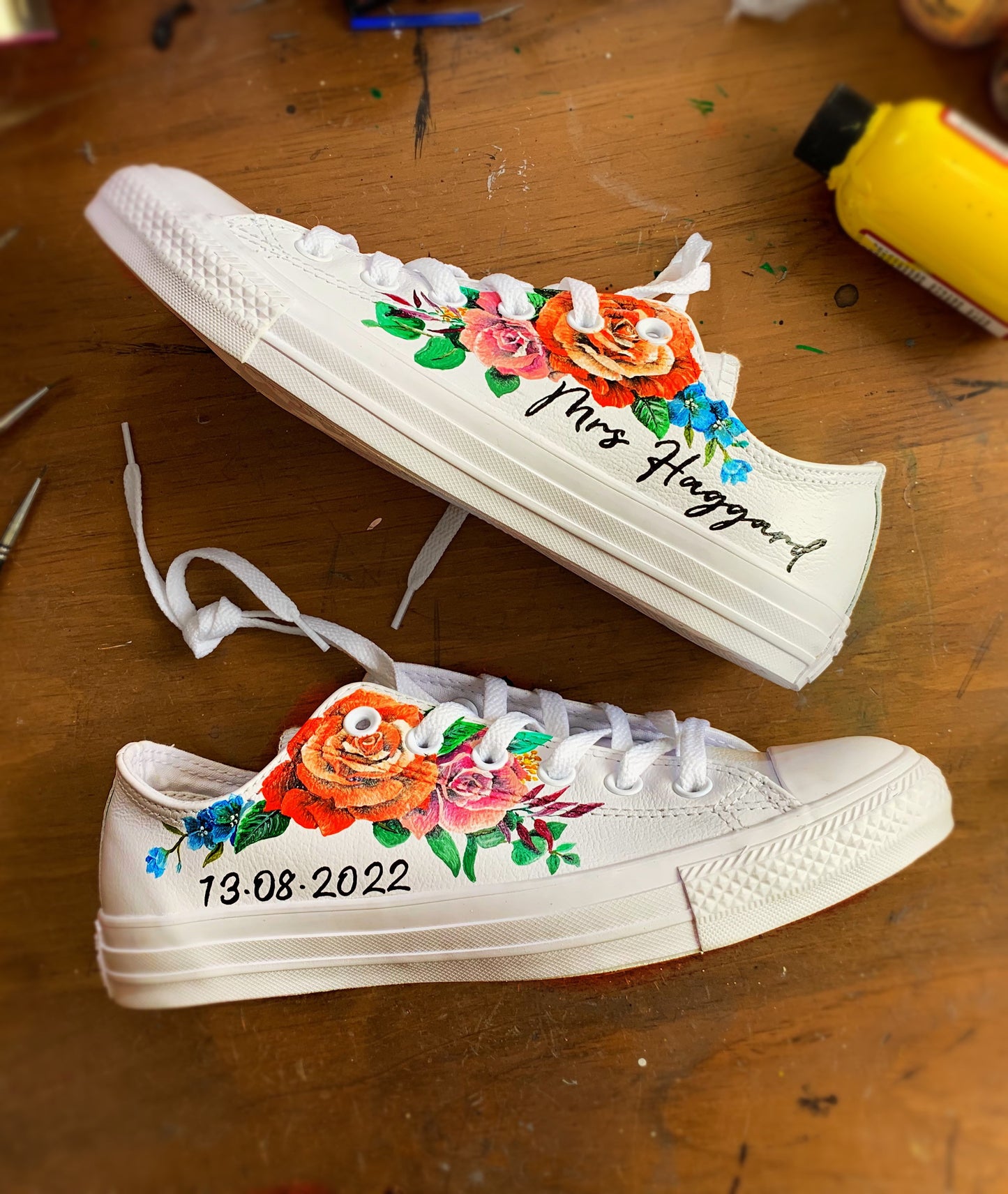 Wedding converse, personalised hand painted wedding shoes
