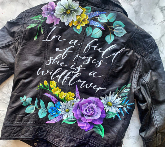 Hand Painted Leather Jacket. Personalised Leather Jacket. Painting only