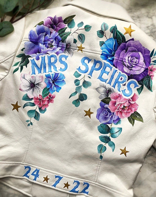 Hand Painted Leather Jacket. Personalised Leather Jacket. Painting only