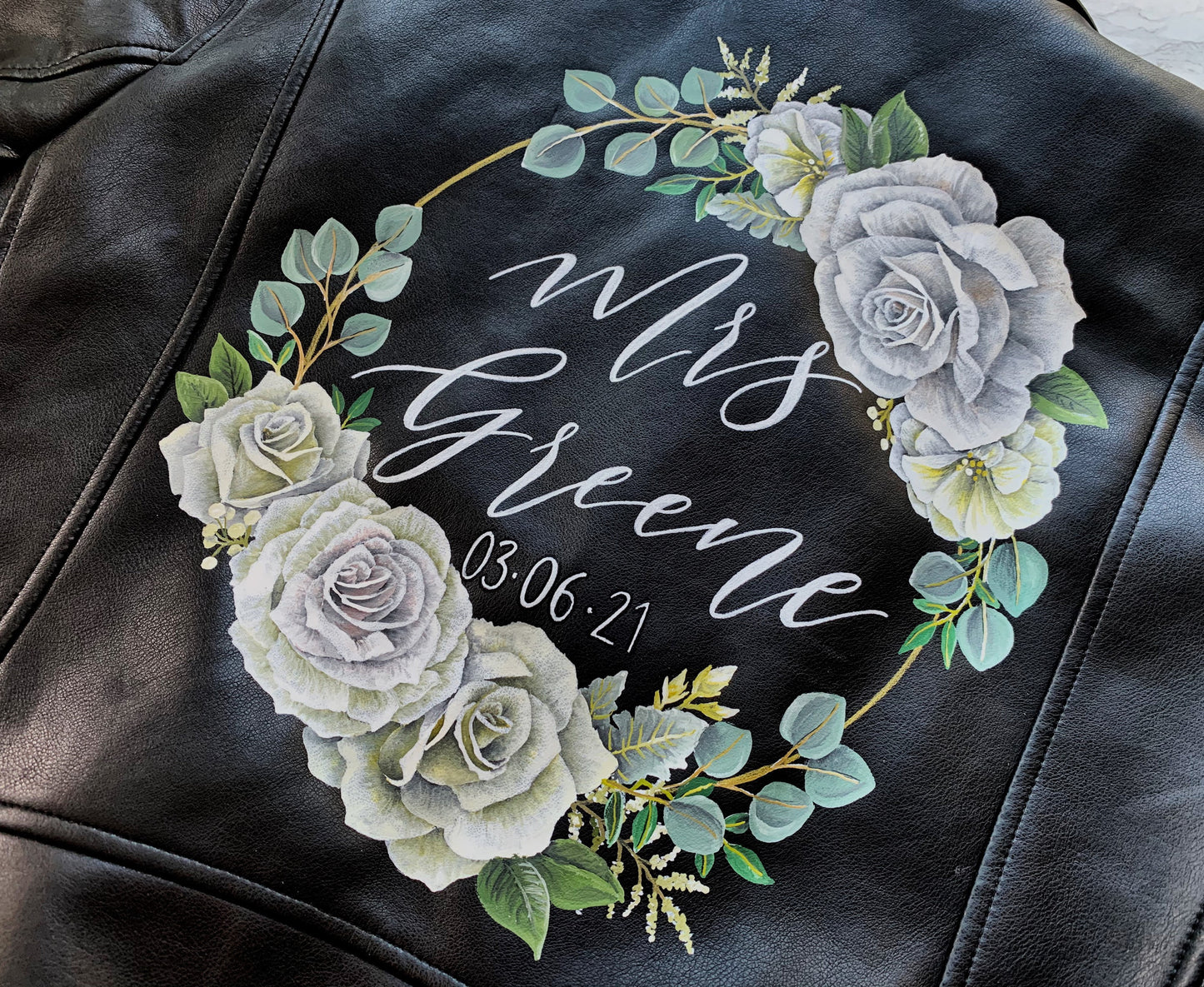 Hand Painted Leather Jacket. Personalised Leather Jacket. Painting only