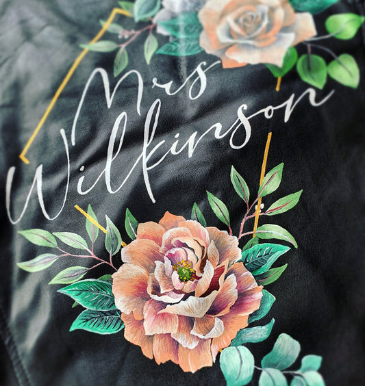Hand Painted Leather Jacket. Personalised Leather Jacket. Painting only